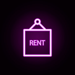 Poster - estate for real rent neon icon. Elements of building set. Simple icon for websites, web design, mobile app, info graphics