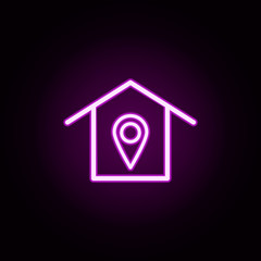 Poster - real estate geolacation neon icon. Elements of building set. Simple icon for websites, web design, mobile app, info graphics