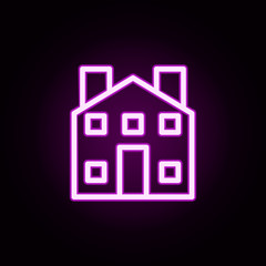 Poster - building villa neon icon. Elements of building set. Simple icon for websites, web design, mobile app, info graphics