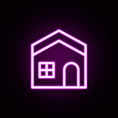 Poster - building home neon icon. Elements of building set. Simple icon for websites, web design, mobile app, info graphics