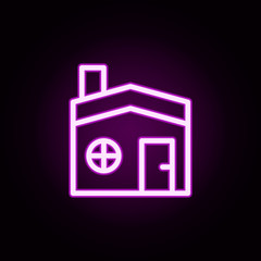 Poster - building home neon icon. Elements of building set. Simple icon for websites, web design, mobile app, info graphics