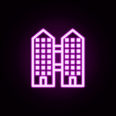 Poster - building bussines centre neon icon. Elements of building set. Simple icon for websites, web design, mobile app, info graphics