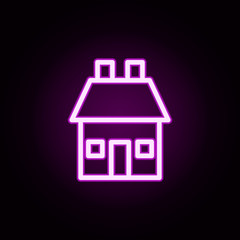 Poster - building house neon icon. Elements of building set. Simple icon for websites, web design, mobile app, info graphics