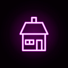 Poster - building house neon icon. Elements of building set. Simple icon for websites, web design, mobile app, info graphics