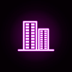 Poster - building residential complex neon icon. Elements of building set. Simple icon for websites, web design, mobile app, info graphics