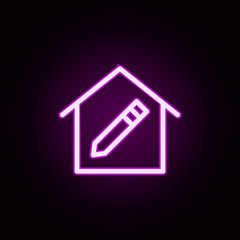 Poster - real estate pen neon icon. Elements of building set. Simple icon for websites, web design, mobile app, info graphics