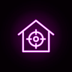 Poster - real estate target neon icon. Elements of building set. Simple icon for websites, web design, mobile app, info graphics