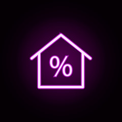 Poster - real estate percent neon icon. Elements of building set. Simple icon for websites, web design, mobile app, info graphics