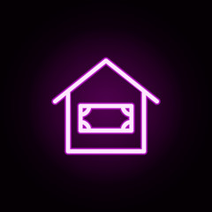 Poster - real estate sale cash neon icon. Elements of building set. Simple icon for websites, web design, mobile app, info graphics