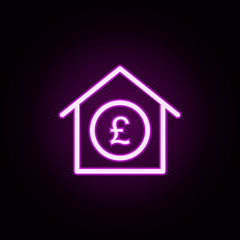Poster - real estate pound sign neon icon. Elements of building set. Simple icon for websites, web design, mobile app, info graphics