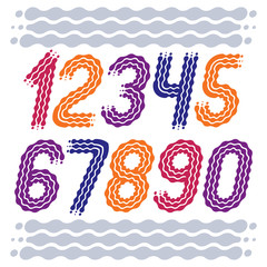 Poster - Vector trendy, cool numbers collection. Rounded bold italic numerals from 0 to 9 can be used in retro, disco, pop poster design. Made with flowing lines