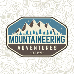 Wall Mural - Mountaineering adventure patch. Vector. Concept for alpine club shirt or badge, print, stamp or tee. Vintage typography design with mountain silhouette.