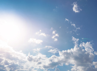 Wall Mural - beautiful sunny sky with white clouds. natural background. stock photo