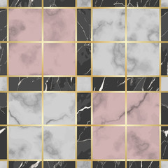 Wall Mural - Marble Vector Texture Luxury Check Seamless Pattern