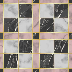 Wall Mural - Marble Vector Texture Luxury Check Seamless Pattern