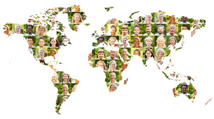  Aktive Welt Bevölkerung Konzept mit Portrait Collage