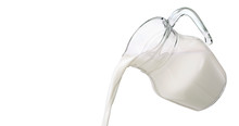 Pouring Milk Isolated On White Background With Clipping Path