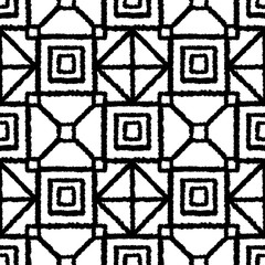 Wall Mural - Boho Geometric Hand Drawn Ink Seamless Pattern