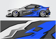 © Alleuy - Car wrap livery decal vector , supercar, rally, drift . Graphic abstract stripe racing background . Eps 10