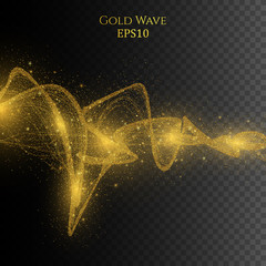 Wall Mural - gold glittering star dust trail sparkling particles. vector background