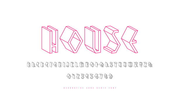 Geometric wireframe sans serif bulk font