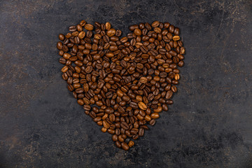 Wall Mural - Coffee beans in shape of heart