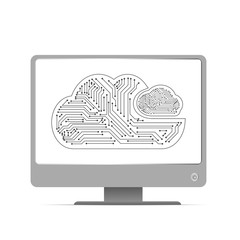 Fototapete - Vector : Electronic circuit inside cloud on computer monitor