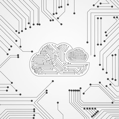 Fototapete - Vector : Electronic circuit inside cloud on gray background