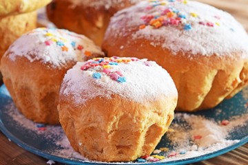 Wall Mural - Feast of Easter!Cakes on a wooden table.