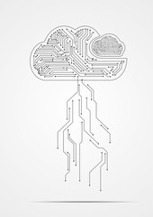 Fototapete - Vector : Electronic circuit inside cloud on gray background
