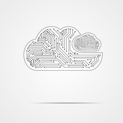 Fototapete - Vector : Electronic circuit inside cloud on gray background