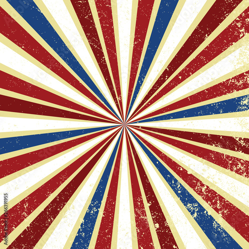 Red White And Blue Vintage Background With Sunburst Or