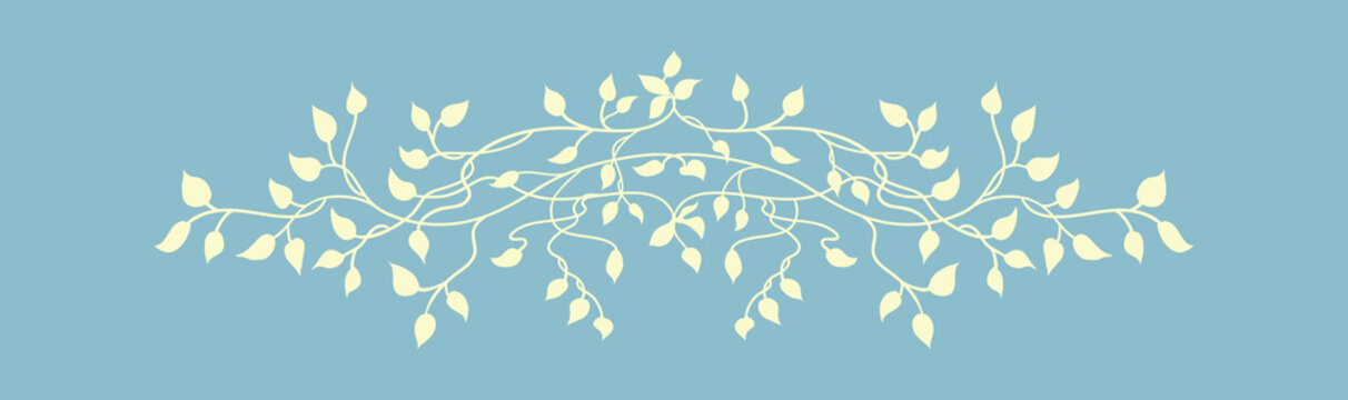 Ivy vine design with leaves in background decoration or book chapter divider or decorative underline design element.