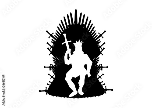 Cuadros en Lienzo Silhouette iron throne of Westeros made of antique swords or metal blades