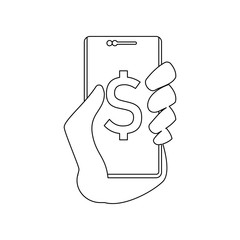 Aufkleber - online bank in mobile phone icon. Element of banking for mobile concept and web apps icon. Outline, thin line icon for website design and development, app development