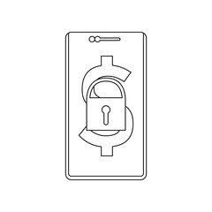 Poster - lock in a mobile bank icon. Element of banking for mobile concept and web apps icon. Outline, thin line icon for website design and development, app development