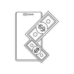 Aufkleber - money and smart phone icon. Element of banking for mobile concept and web apps icon. Outline, thin line icon for website design and development, app development