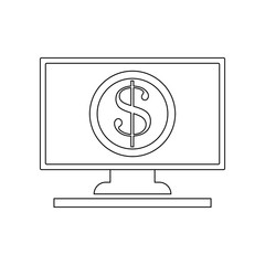 Aufkleber - coin on the monitor screen icon. Element of banking for mobile concept and web apps icon. Outline, thin line icon for website design and development, app development