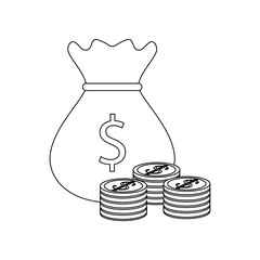 Poster - bag of money and coins icon. Element of banking for mobile concept and web apps icon. Outline, thin line icon for website design and development, app development
