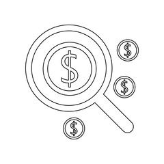 Aufkleber - magnifier and cents icon. Element of banking for mobile concept and web apps icon. Outline, thin line icon for website design and development, app development