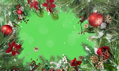 Wall Mural - christmas greenery and ornaments
