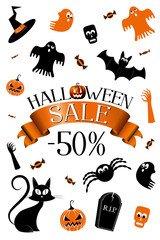 Poster - Halloween sale banner -50% - advertisement