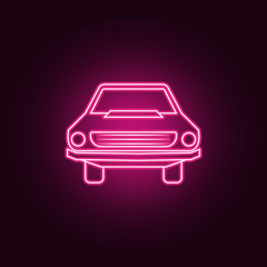 Poster - Car front neon icon. Elements of bigfoot car set. Simple icon for websites, web design, mobile app, info graphics