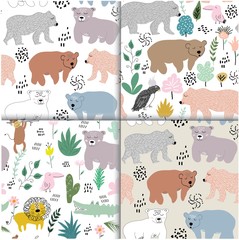 Wall Mural - seamless pattern with cute bears. vector illustration for fabric,textile