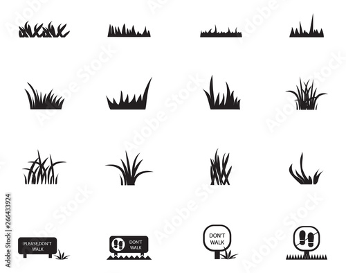 Fotomural Grass Icons Set - Isolated On White Background