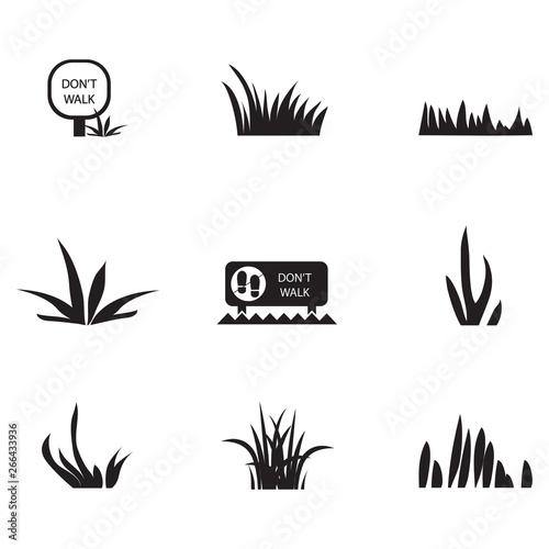 Cuadros en Lienzo Grass Icons Set - Isolated On White Background