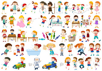 Wall Mural - Set of children character