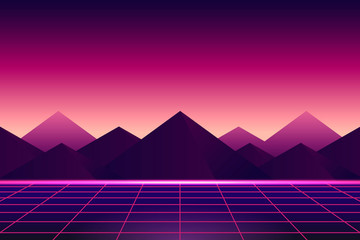 Wall Mural - neon pink ladscape