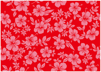 Seamless hibiscus illustration pattern, red ,background image of southern country and hawaii and tropical image | apparel, textile