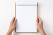 © voyata - white flipped paper on clipboard isolated on white